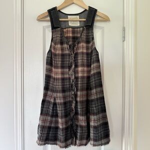 We The Free 90s Button Front Plaid Dress with Lace Up back
